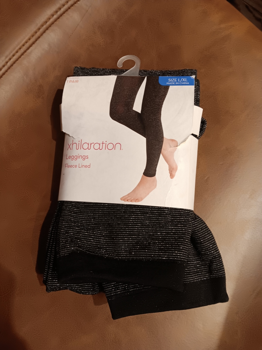 Xhilaration Black & Silver Heather Fleece-Lined Leggings
